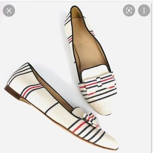 J.Crew Cleo striped canvas loafers with bow